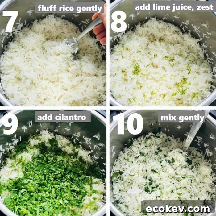 making cilantro lime rice in instant pot with fresh chopped cilantro