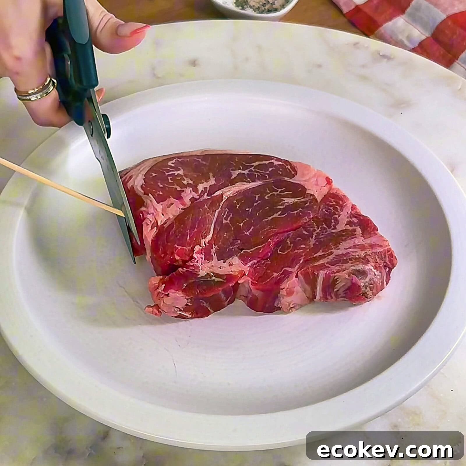 Step 1 remove steaks from fridge