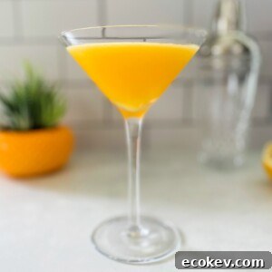 passion fruit martini in a martini glass