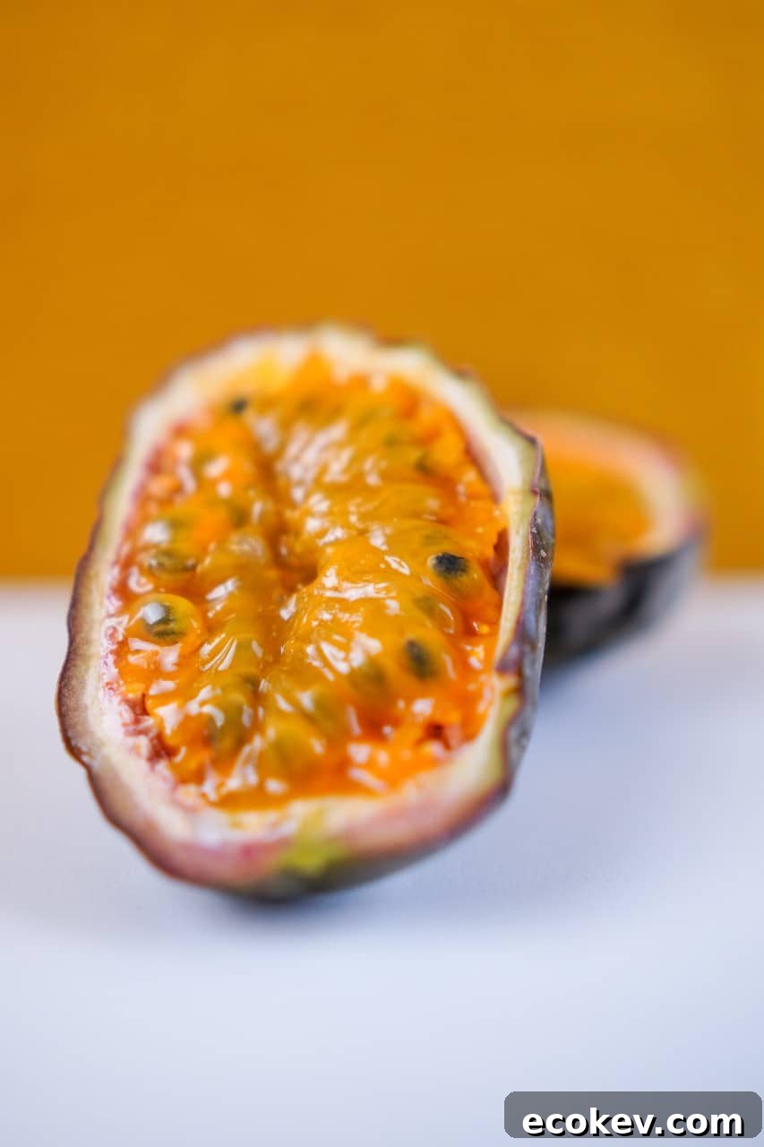 passion fruit cut in half