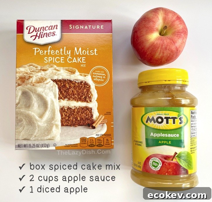 3 Ingredient Apple Spice Muffins Made with a box of Duncan Hine spice cake mix and apple sauce! A really quick and easy snack idea for fall!
