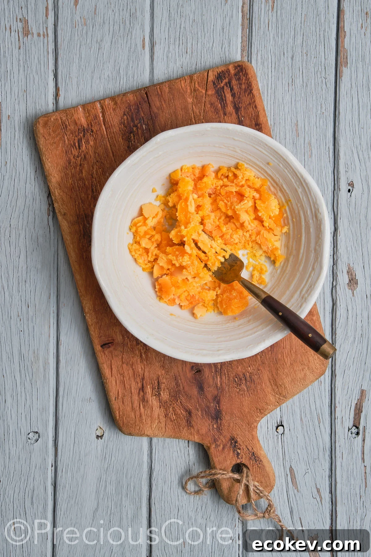 Mashed egg yolks.