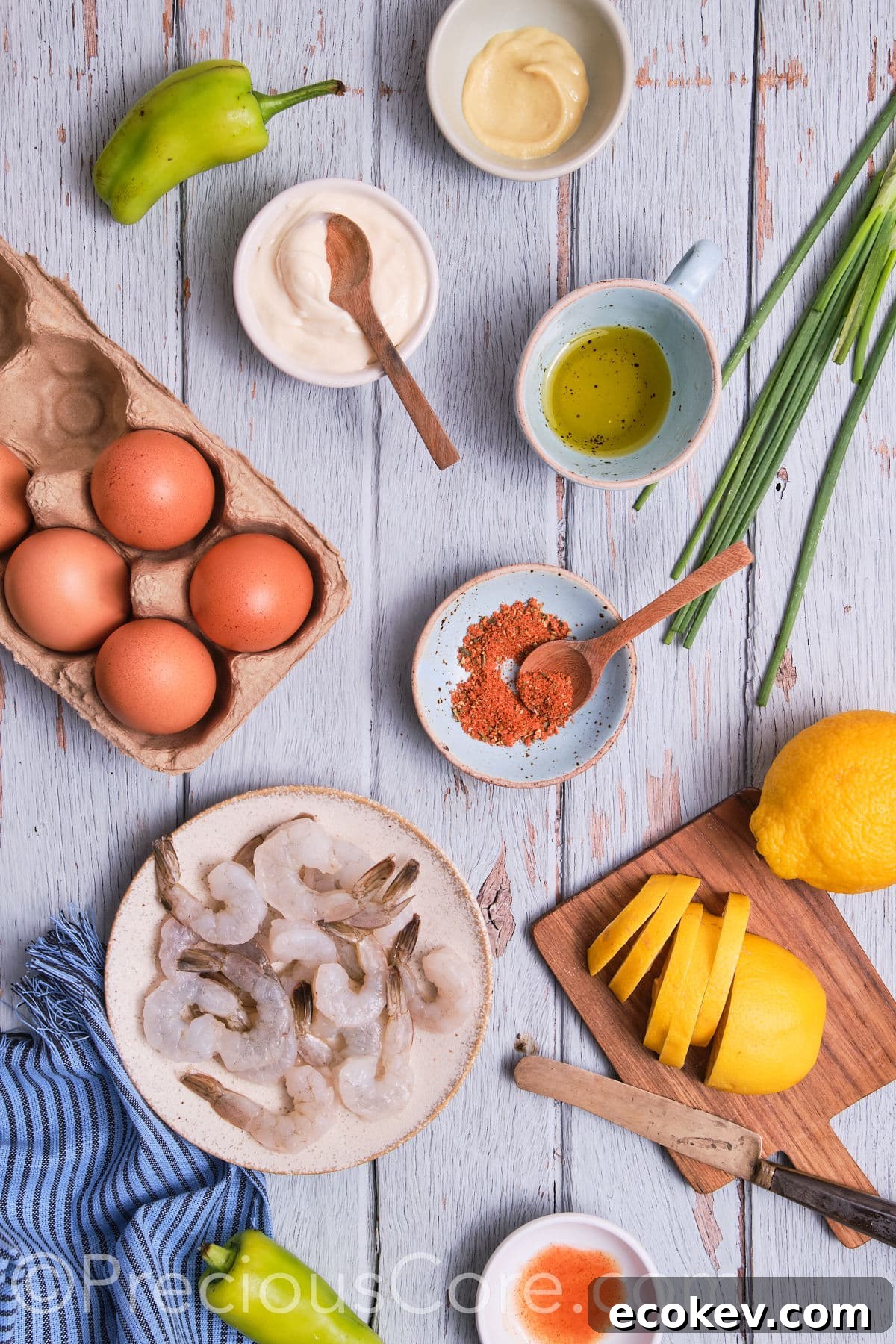 Ingredients for Deviled Eggs With Shrimp.
