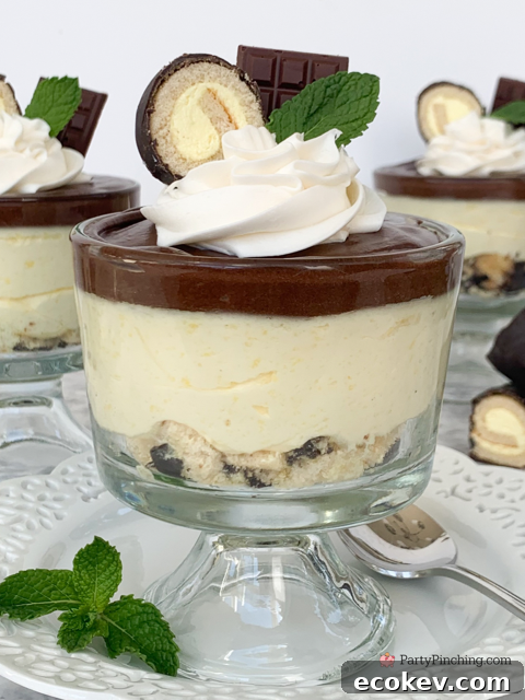 Boston Cream Parfaits, Boston Creme Parfaits, Boston Creme Yodels Drakes Cakes, easy Boston Cream Pie filling, Easy Boston Cream Pie ganache, how to make mini candy bars