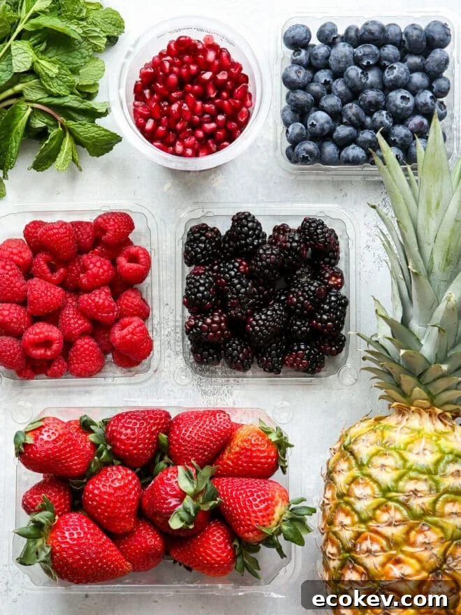 fruit and berries in containers