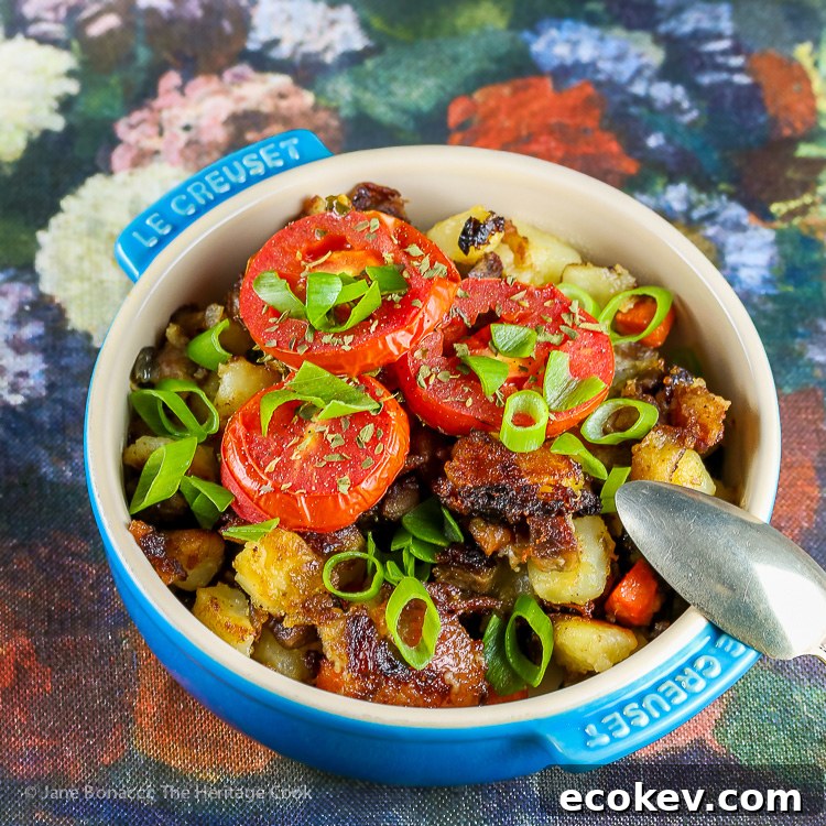 Duck Confit Potato Hash (Gluten Free) © 2017 Jane Bonacci, The Heritage Cook