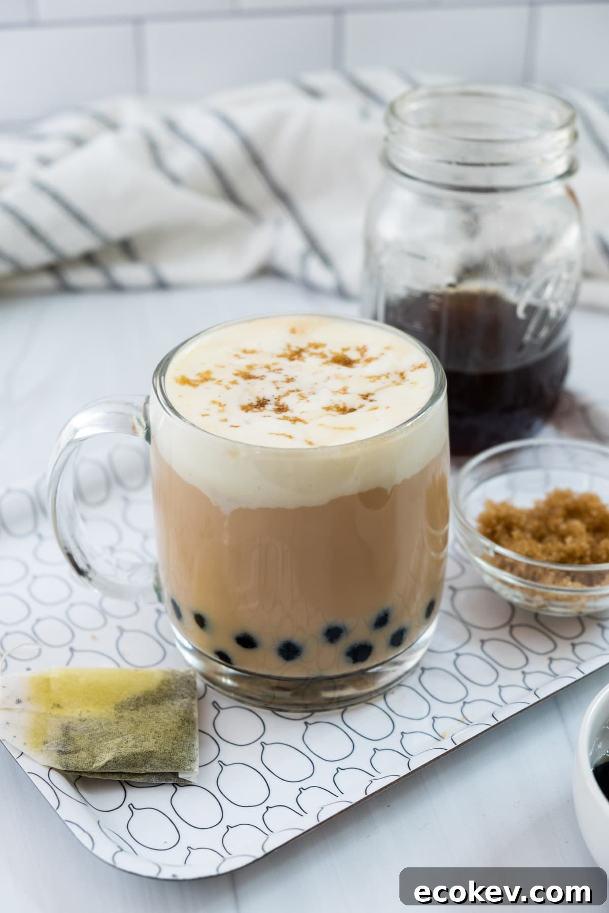 hot milk tea with cheese foam