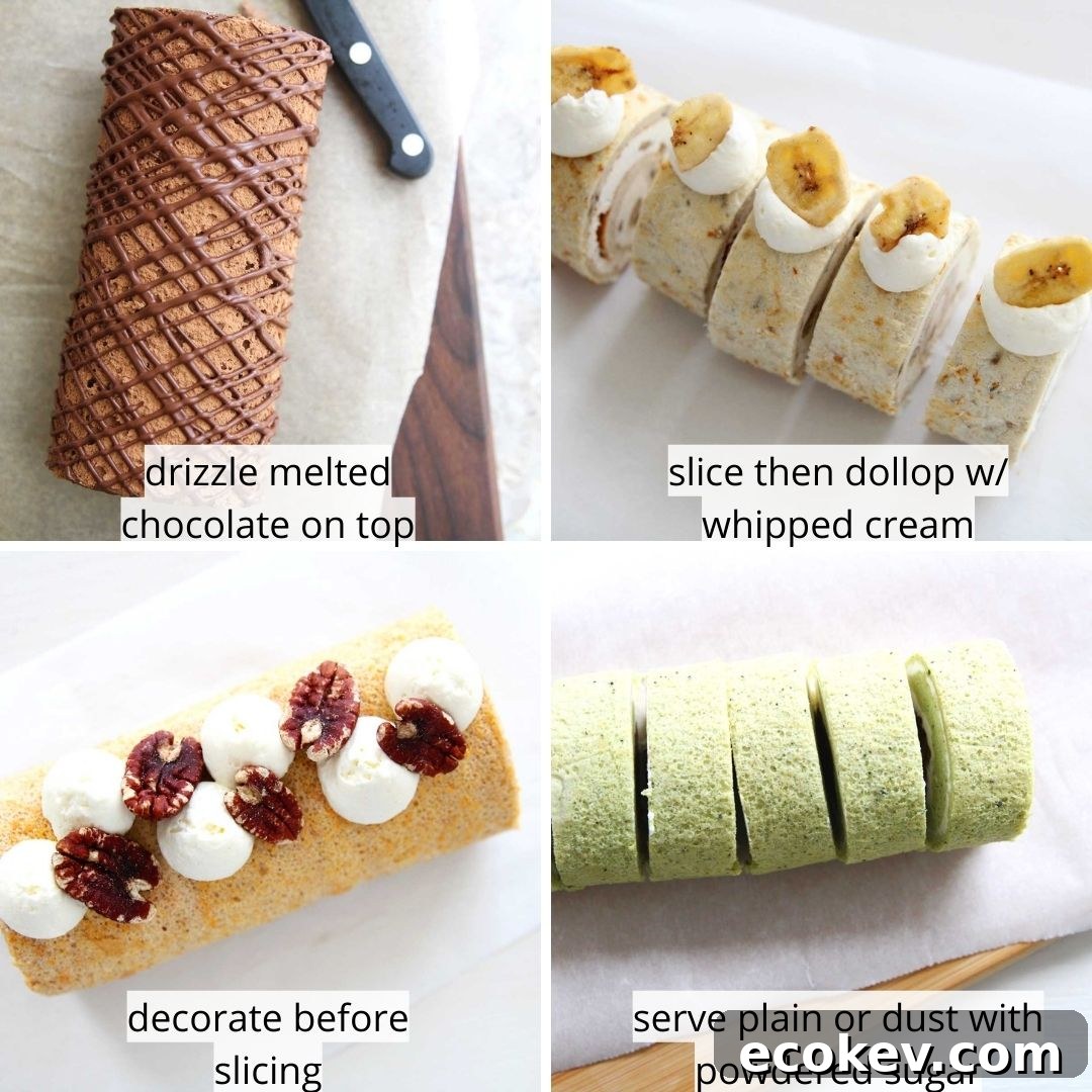 collage image - how to decorate roll cakes ideas