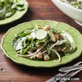 Green Salad with Chickpeas and Spicy Honey Tahini Dressing