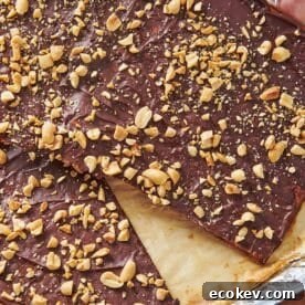 Chocolate Covered Caramelized Matzoh on baking sheet.