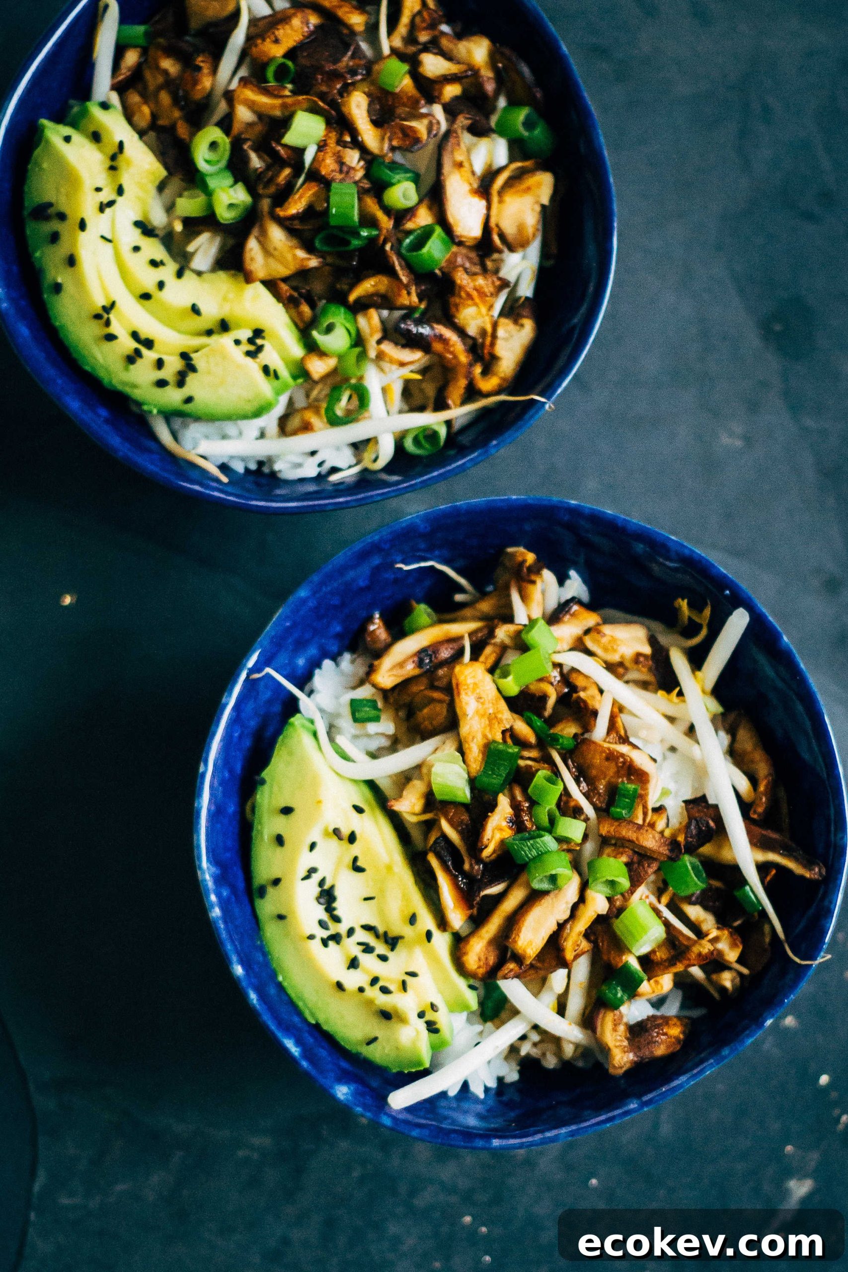 Shiitake Donburi | Well and Full | #vegan #plantbased #recipe