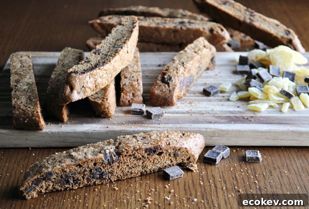 Gingerbread Biscotti Recipe with Dark Chocolate Ginger Bark