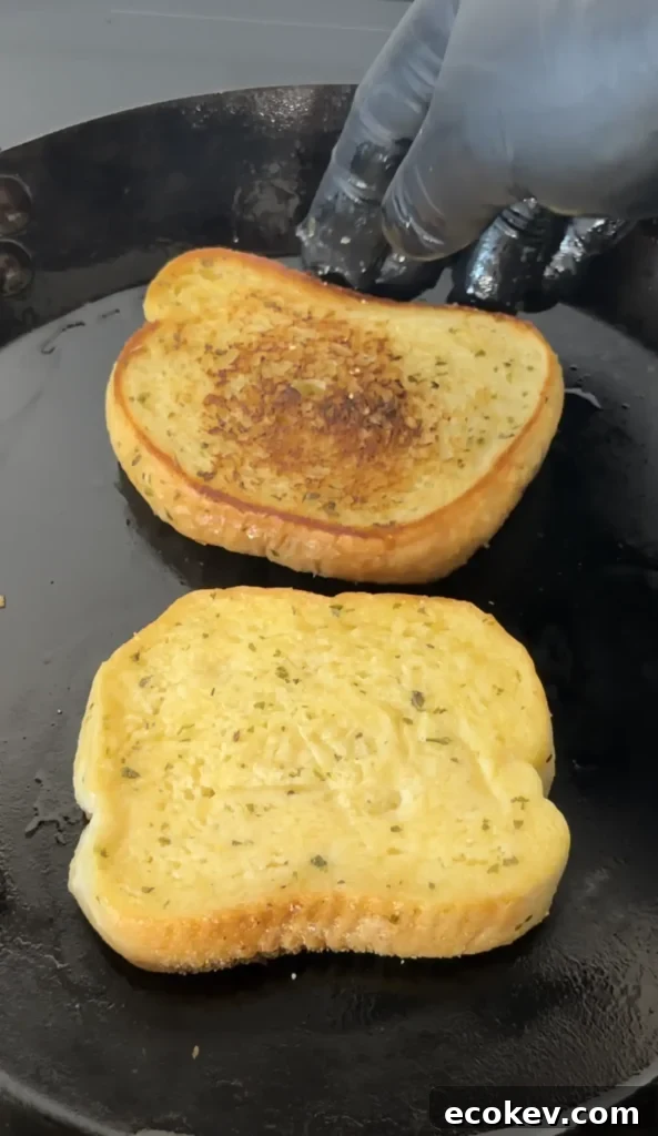 texas toast on a griddle top