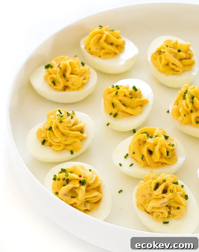 instant pot deviled eggs on white platter