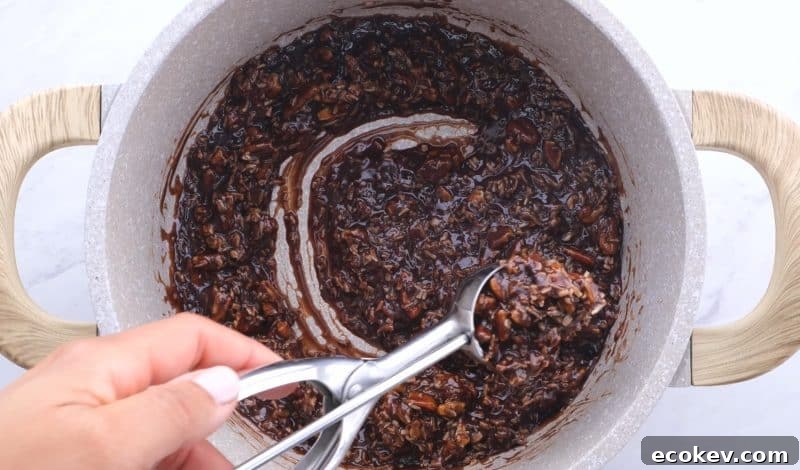 step 7 scoop out mix no bake chocolate cookies