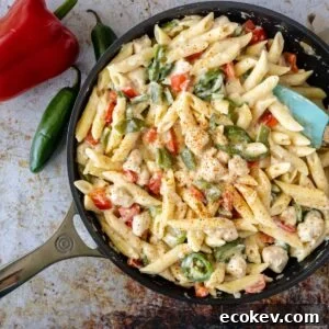 rattlesnake pasta in a fry pan.