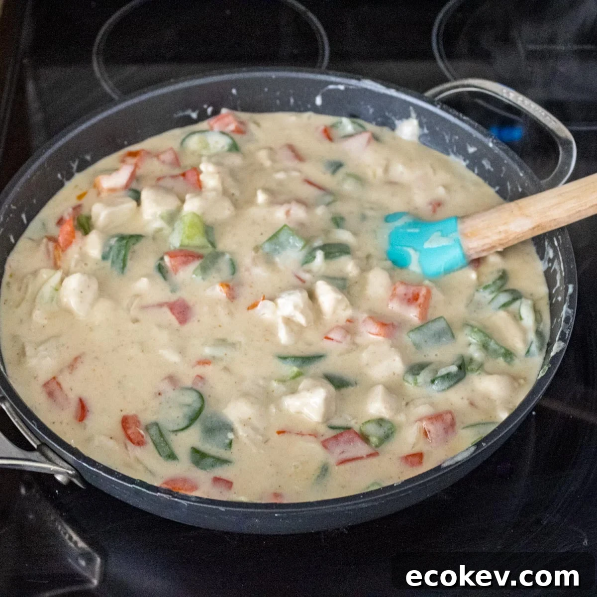 jalapeños and peppers in a cajun roux.