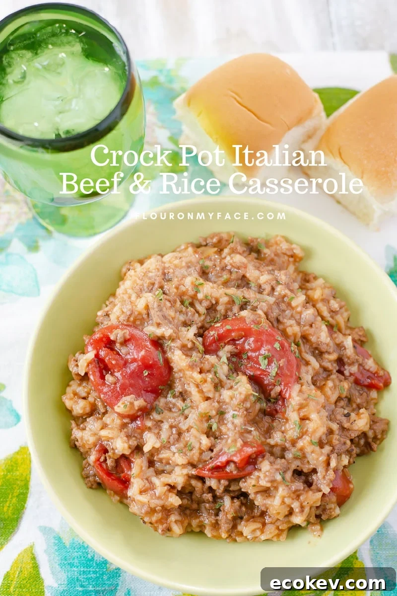 Easy weeknight recipe Crock Pot Italian Ground Beef and Rice Casserole