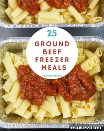 Filled trays of ground beef freezer meals
