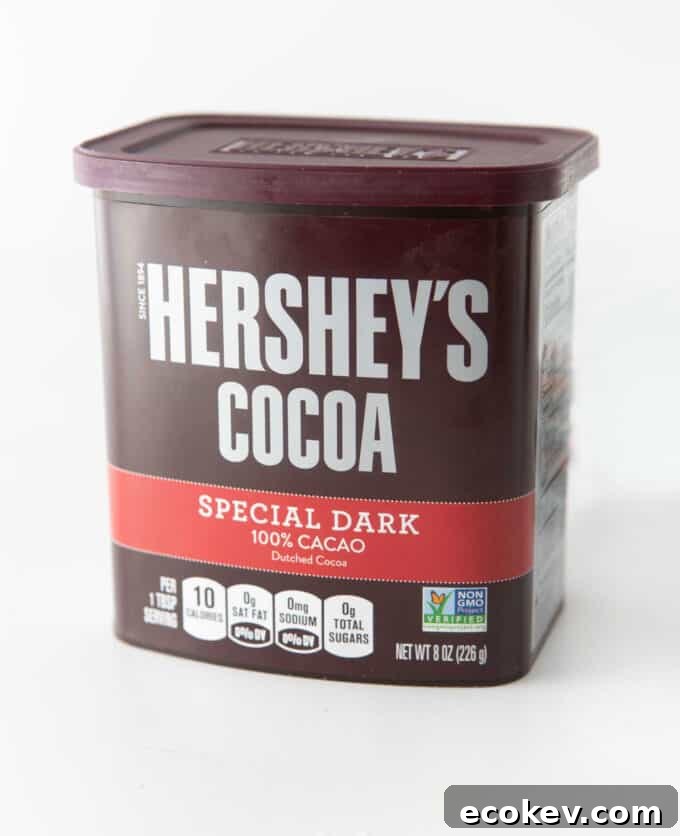 container of Hershey's special dark cocoa powder