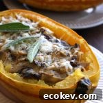 Roasted Spaghetti Squash with Mushrooms Delicious Closeup