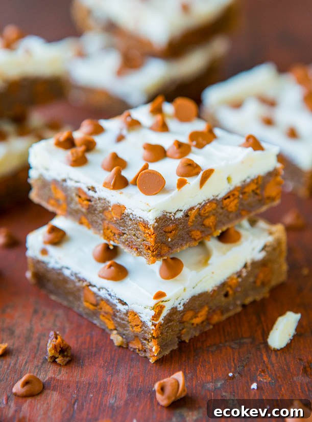 White Chocolate-Topped Cinnamon Chip Cinnamon Bars - Bursting With Big Cinnamon Flavor - Recipe at averiecooks.com