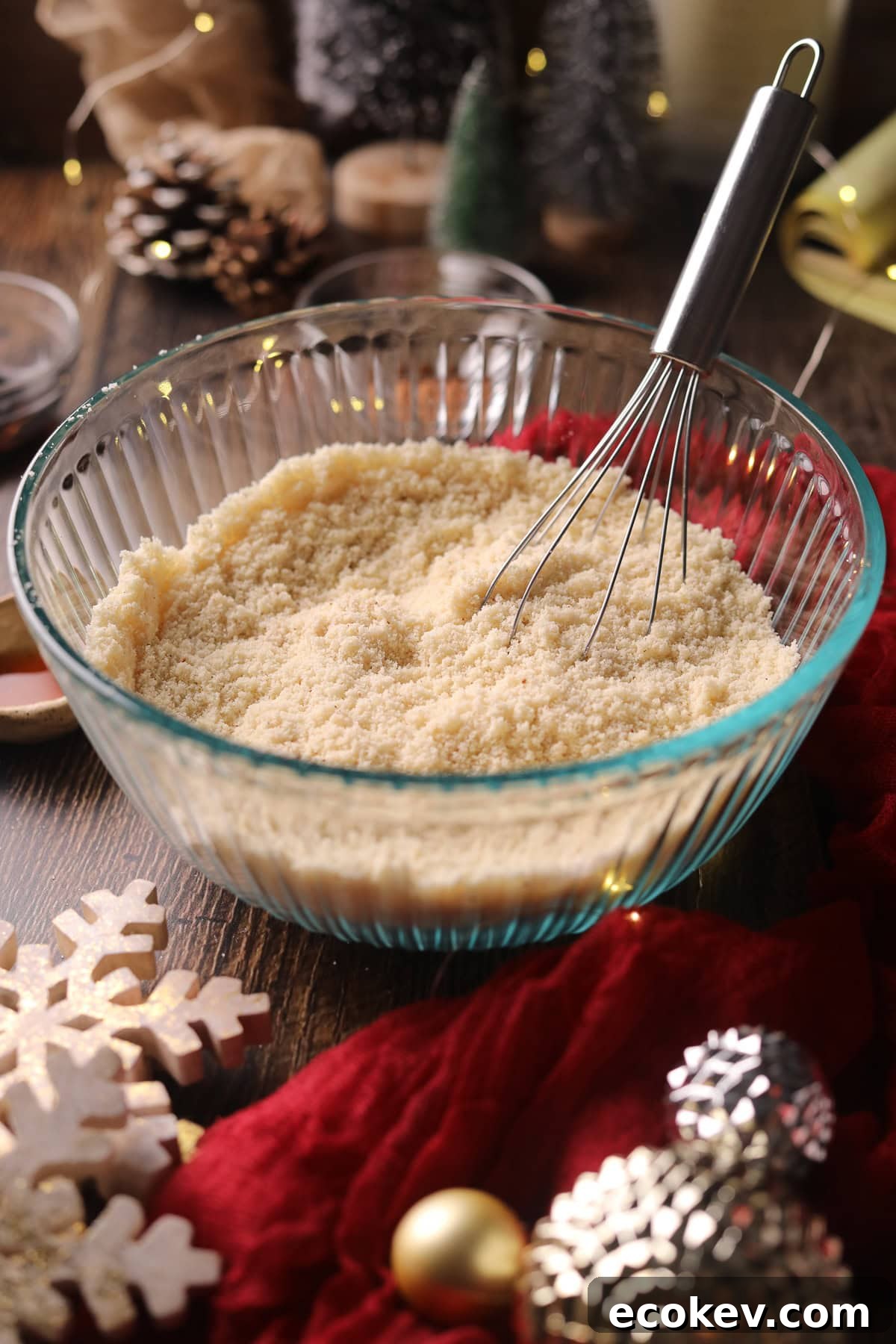 Dry ingredients for almond flour crust for eggnog pie.