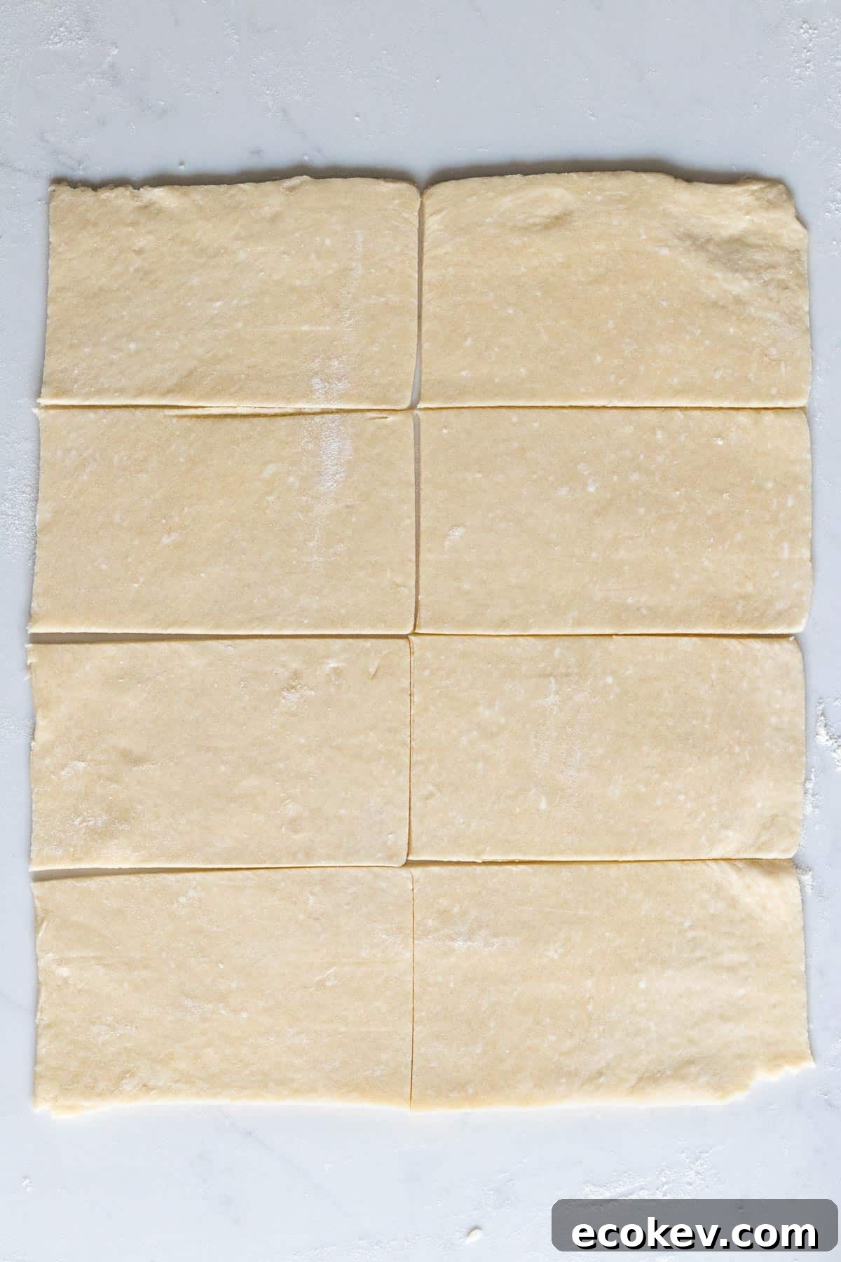 pastry cut cut into 8 rectangles