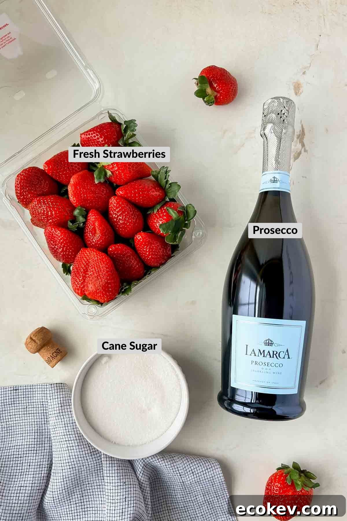 labeled ingredients for pomegranate strawberries.