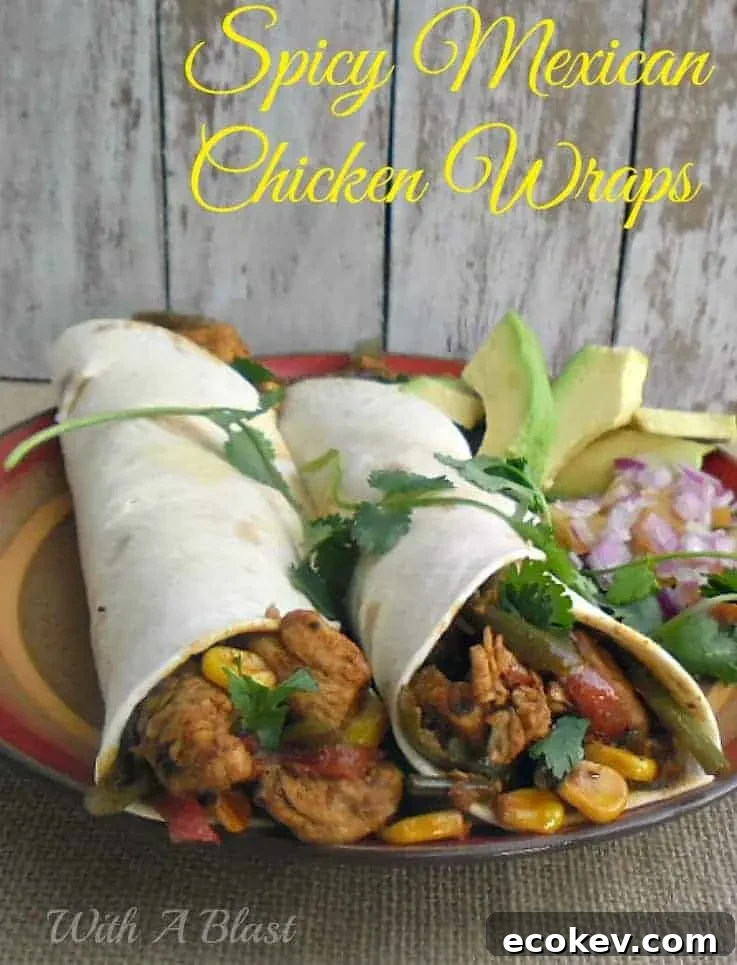Spicy Mexican Chicken Wraps plated