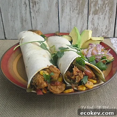 Spicy Mexican Chicken Wraps close-up