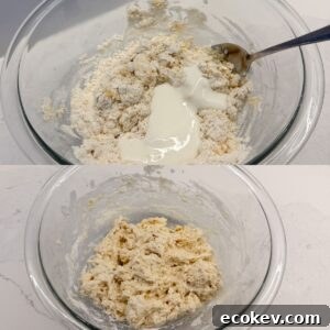 Dumpling dough in a glass bowl.