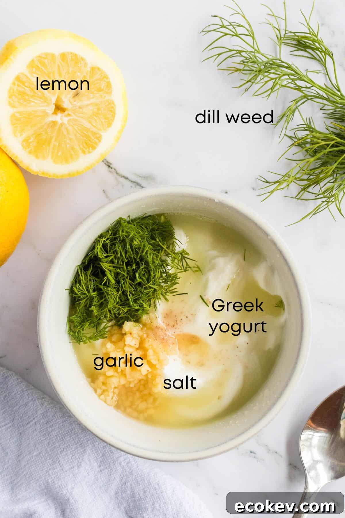 Ingredients for lemon dill sauce