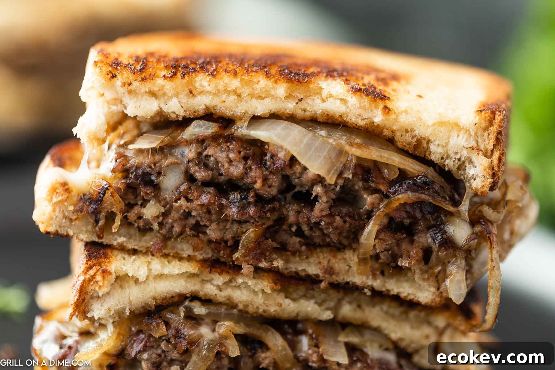 Patty Melt stacked on a plate