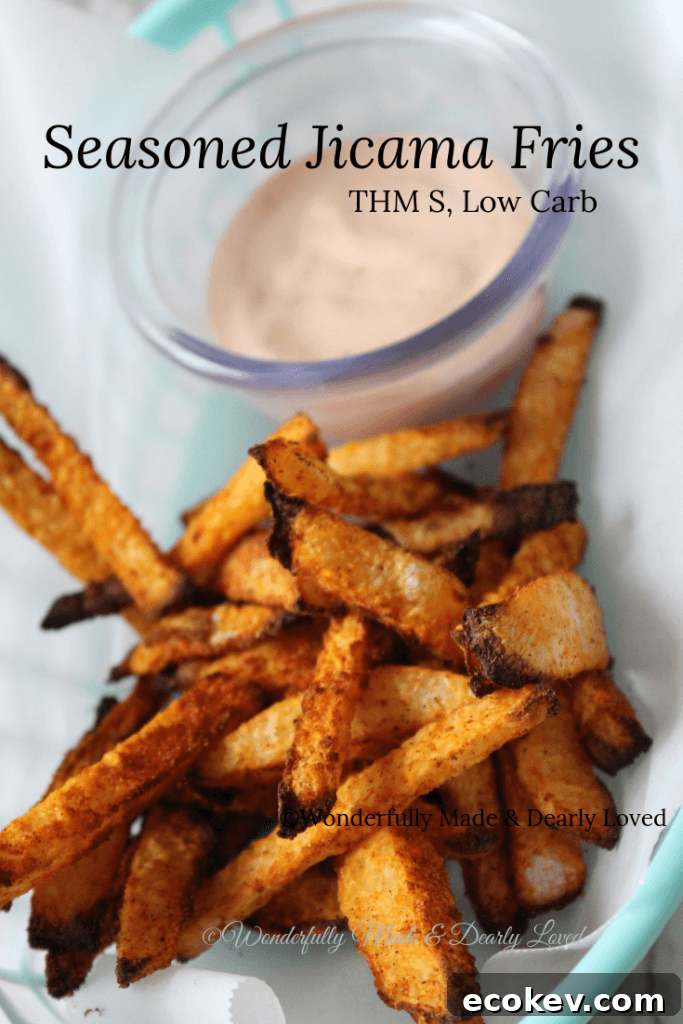 Seasoned Jicama Fries {THM S, Low Carb} that can be Air fried or oven baked!