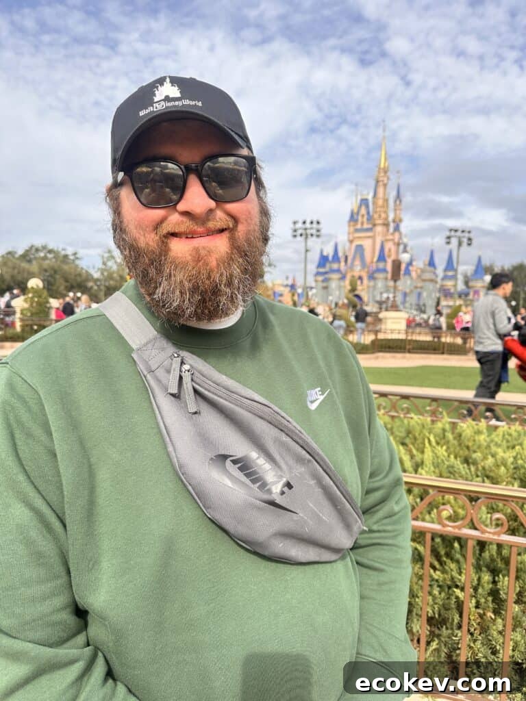 Chad in front of Cinderella's Castle at Magic Kingdom.