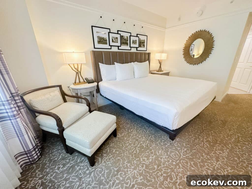 King Bed in a resort room.
