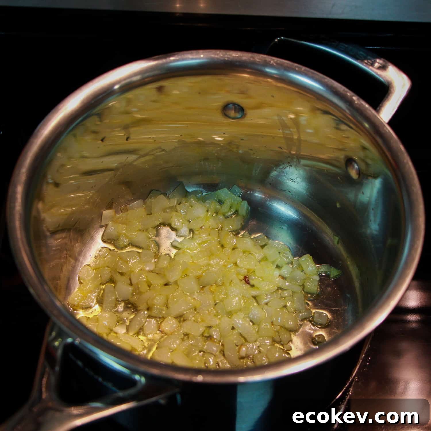 onions frying in a pan