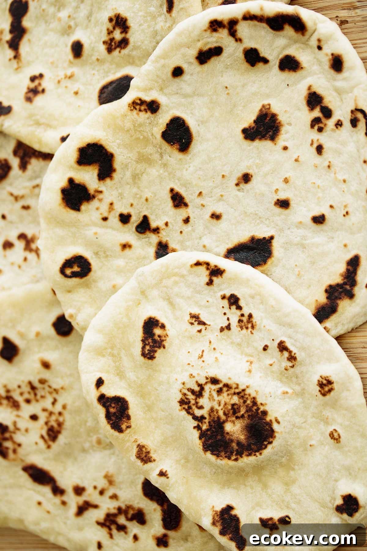 Cooked sourdough naan.
