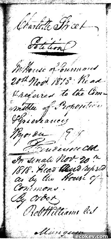 1818 Divorce petition for Charlotte Street of North Carolina