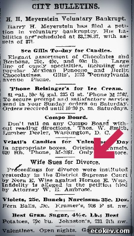 Washington Post (1906) Divorce Announcement