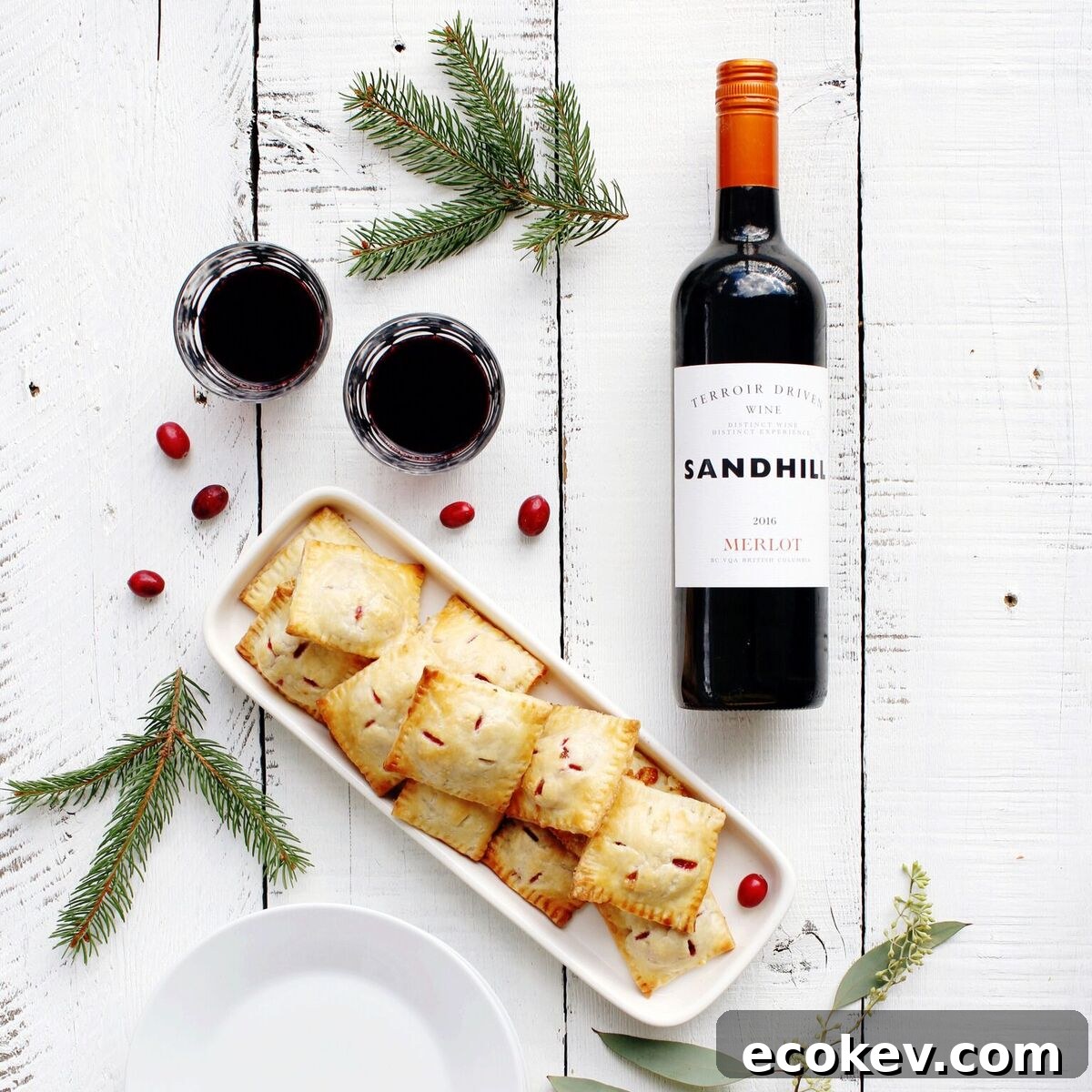 Cranberry Brie Hand Pies and Sandhill Merlot