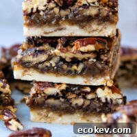 Stack of Gluten-Free Pecan Pie Bars.