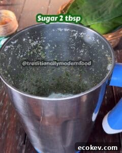 Close-up of the betel leaves mixture for paan shots.