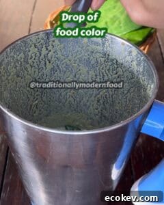 Betel leaves drink with vibrant green food coloring (optional).