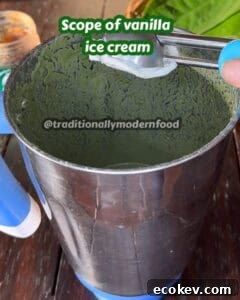 Vanilla ice cream added to the mixture for a creamy paan shot.