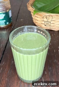 Refreshing betel leaves drink served in a tall glass, highlighting traditional and modern flavors.