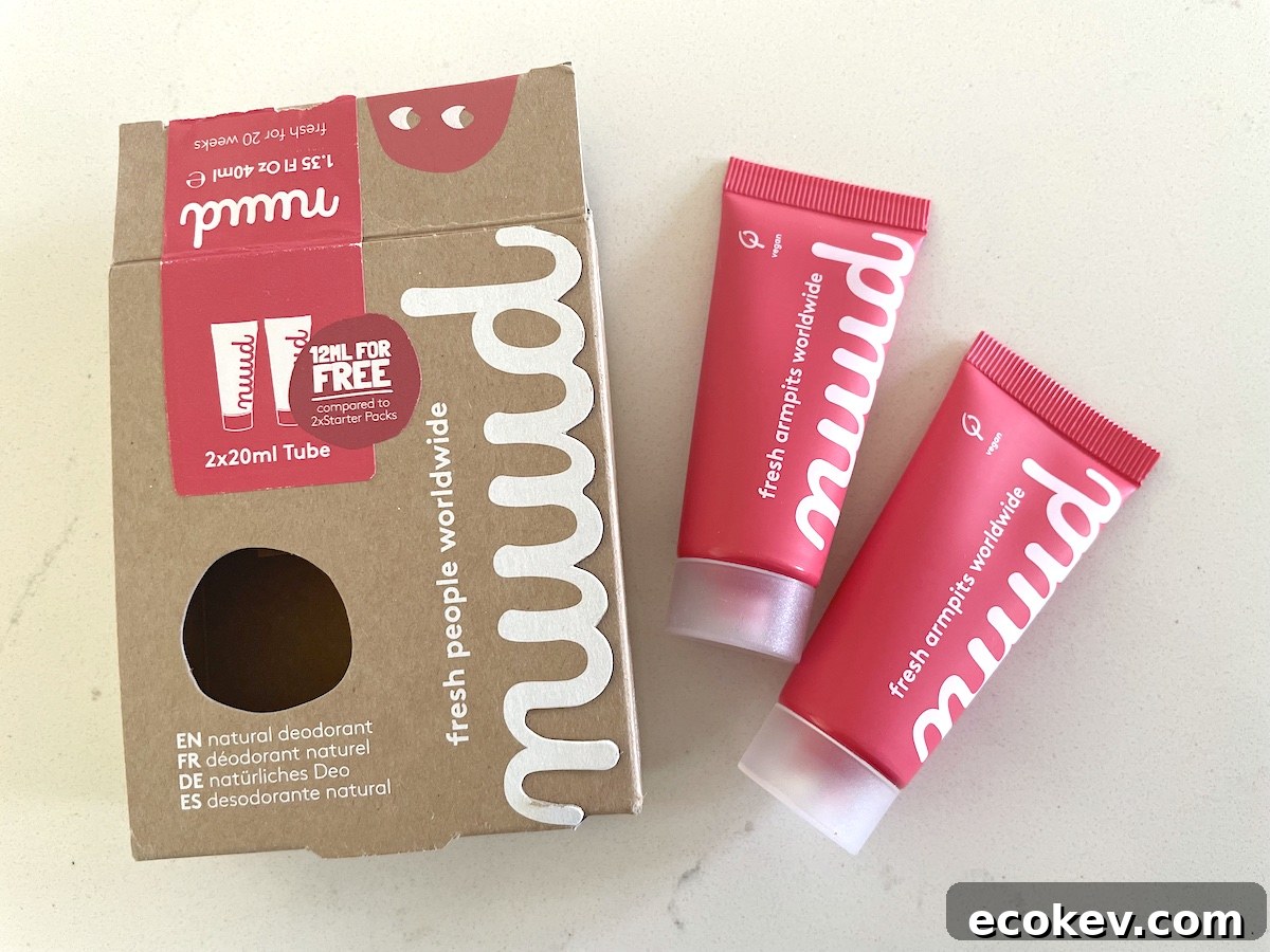 tubes and box of Nuud deodorant