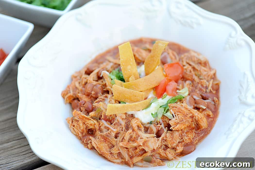 close up bowl of Chicken Chili