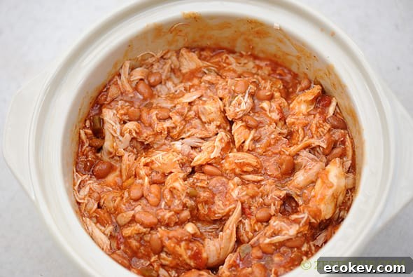 picture of chicken chili in the crockpot